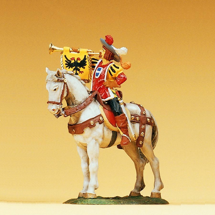 Preiser 52352 G Mounted Trumpeter on Horse Figure