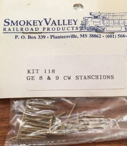 Smokey Valley RR Products 118 HO Stanchions GE 8&9-CW