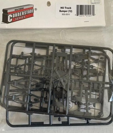 Walthers 933-3511 HO Grey Track Plastic Bumpers Kit (Pack of 12)