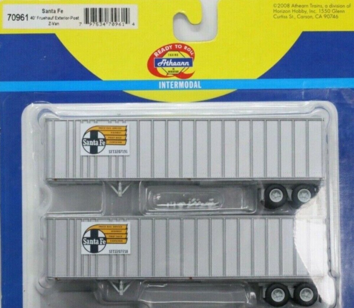 Athearn 70961 HO Santa Fe 40' Fruehauf Exterior Post-Z Van (Pack of 2)