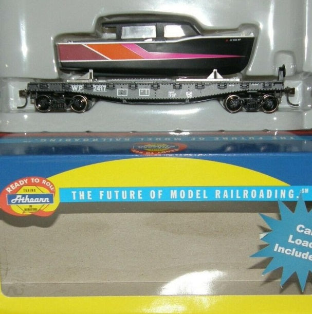 Athearn 96323 HO Western Pacific RTR 40' Flat With Boat # 2417