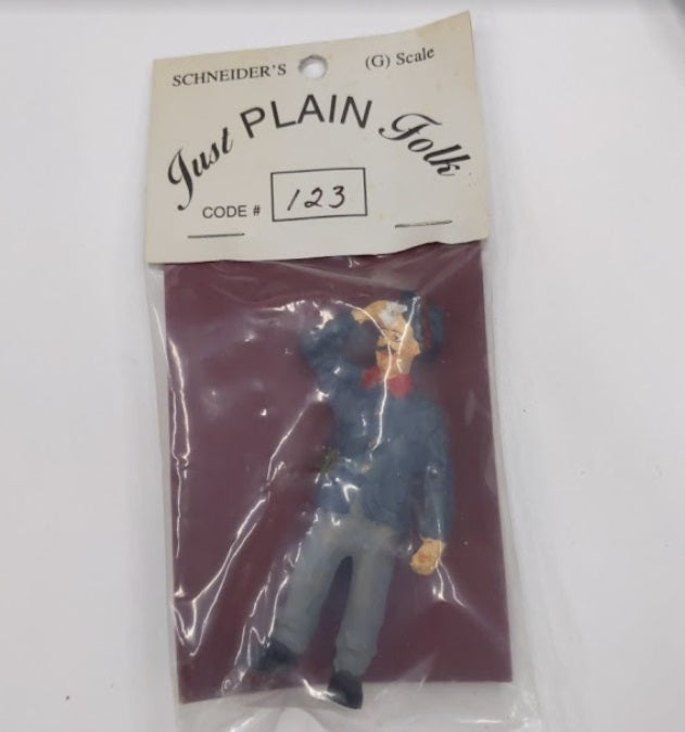 Just Plain Folk 123 G Scale Man Wiping Brow Figure