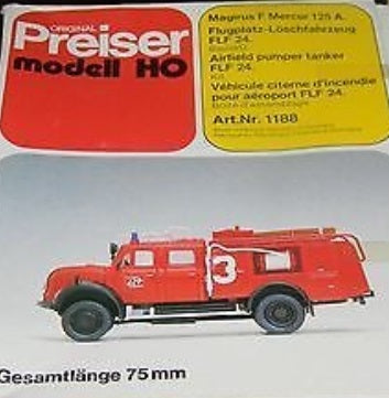 Preiser 31188 HO Magirus FLF 24 Pumper Fire Truck