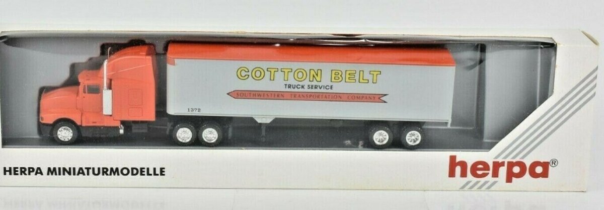 Herpa 6182 HO Cotton Belt Kenworth T600 Tractor Trailer
