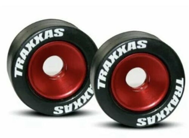 Traxxas 5186 Revo, Machined Aluminium Wheels, Red Rubber Tires (Pack of 2)