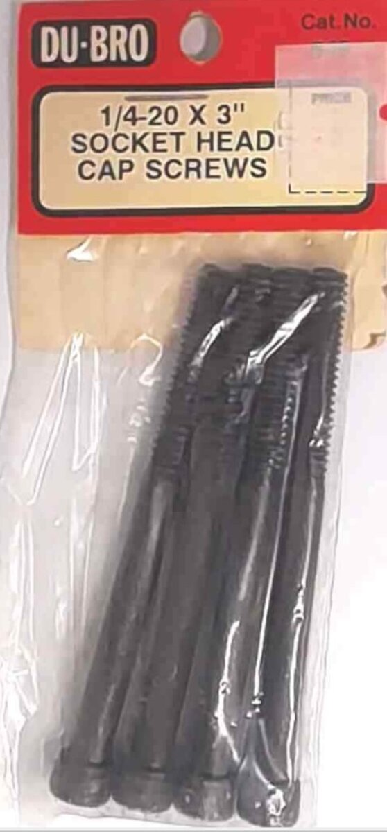 Dubro 649 1/4-20x3" Socket Head Cap Screws (Pack of 4)