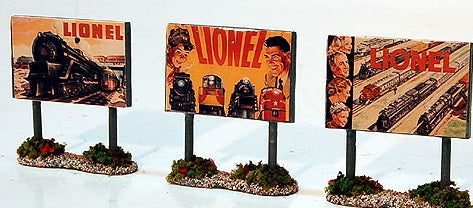 The Ink Well 3 Die-Cast Road Signs of 1948,1951,1954 Lionel Catalog Covers