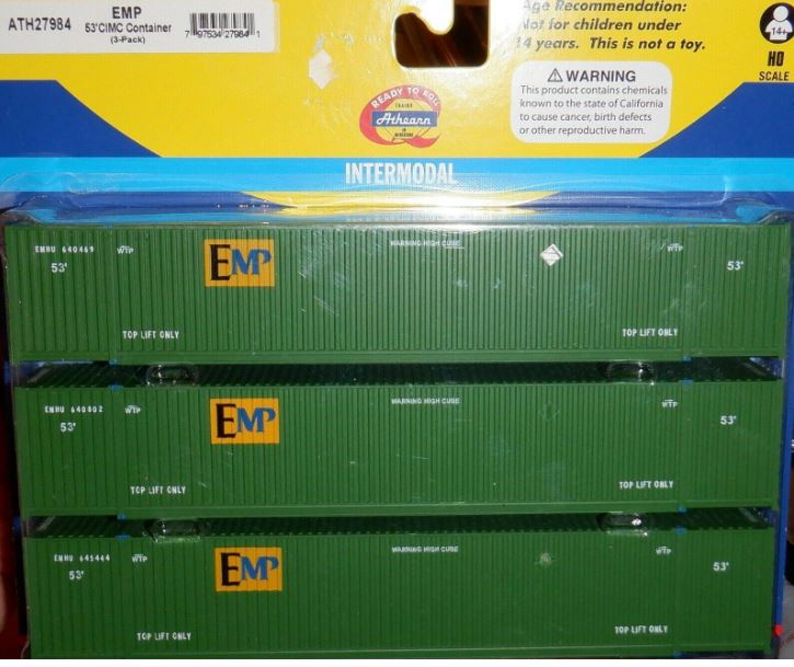 Athearn 27984 HO EMP 53' CIMC Container #1 - RTR (Set of 3)