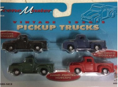 Life Like 433-1613 HO Vintage 1950's Scene Master Pickup Trucks (Pack of 4)