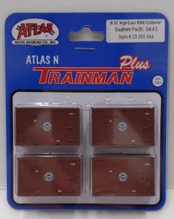 Atlas 50 005 444 N Southern Pacific 20' High-Cube MSW Container (Pack of 4)