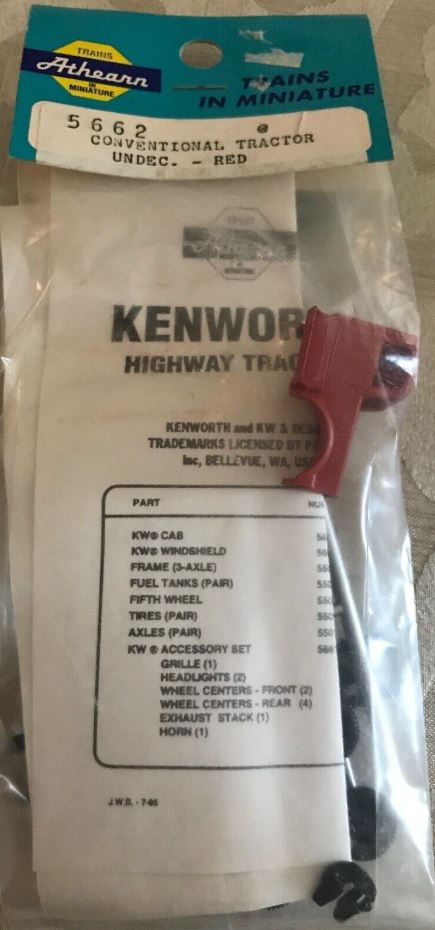 Athearn 5662 HO Red Conventional Tractor Undecorated Plastic Kit