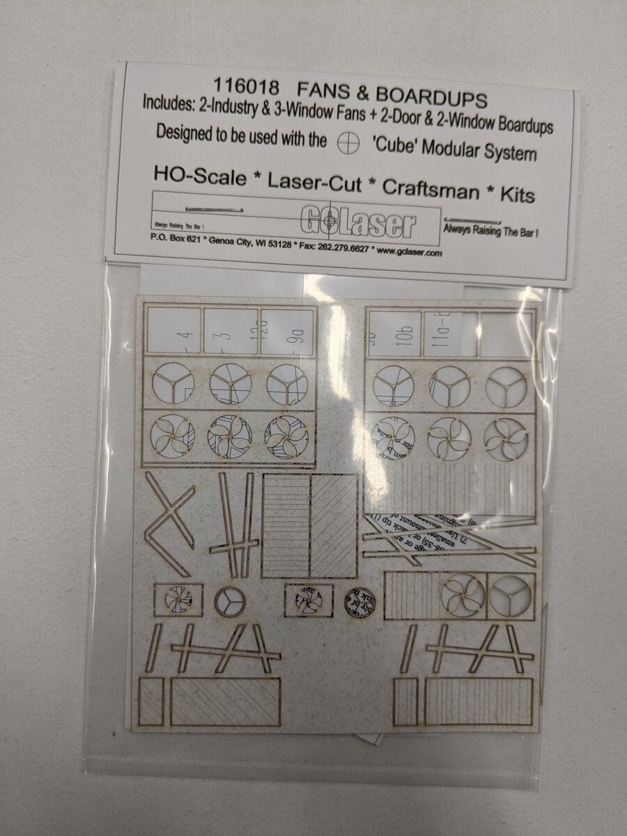 GCLaser 116018 Ho Scale Fans & Boardups Laser Cut Kit