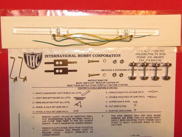 IHC 4245 HO Passenger Car Lighting Light Bar for 4 Wheel Tracks