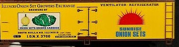Branchline Trains 13714 HO Illinois Onion Growers 40'''' Reefer Yellow Kit