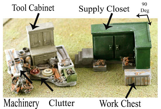 Model Tech Studios D0207P HO Building Side Corner Clutter Piles #2 Pre Aged