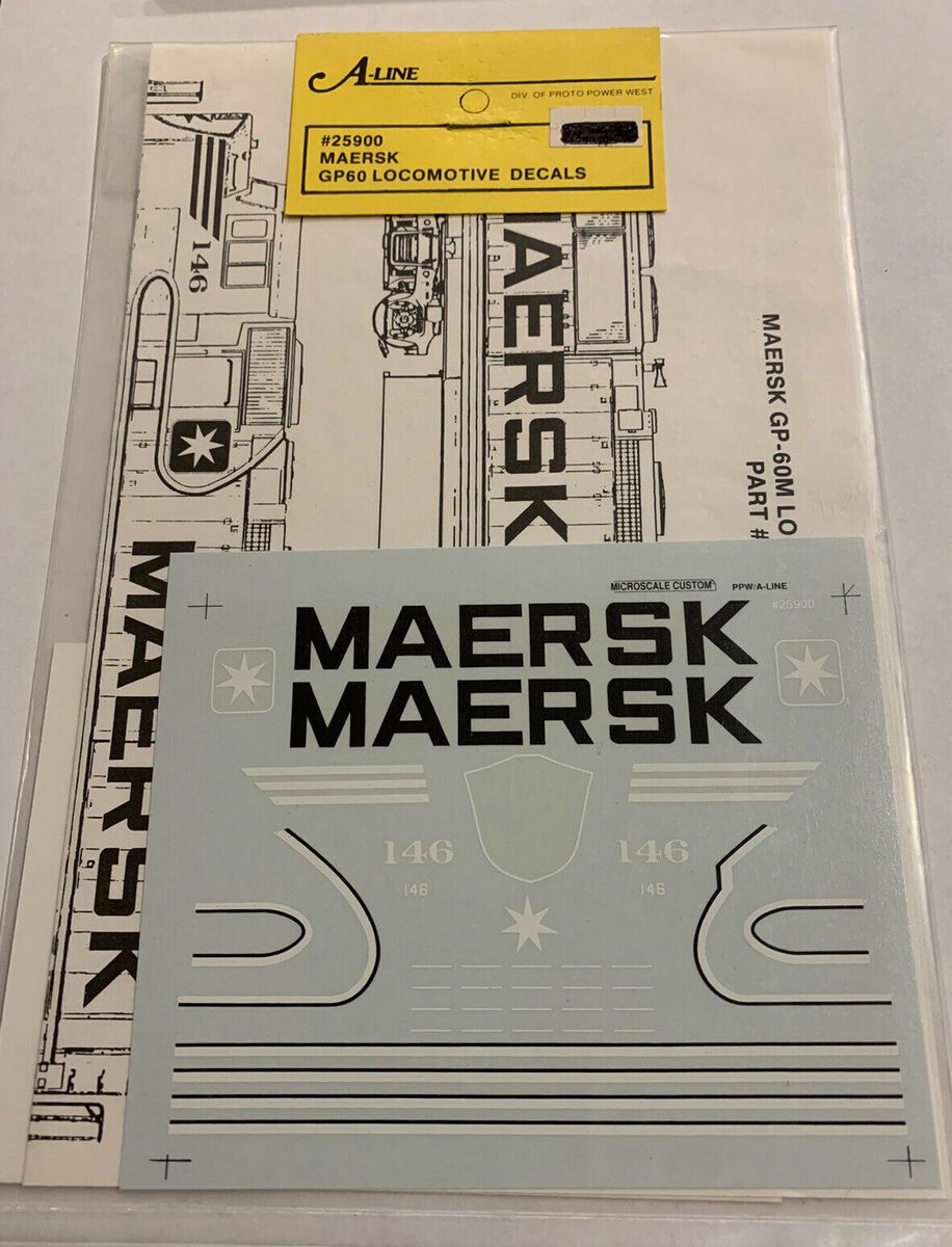 A-Line 25900 HO Maersk GP60 Locomnotive Decals