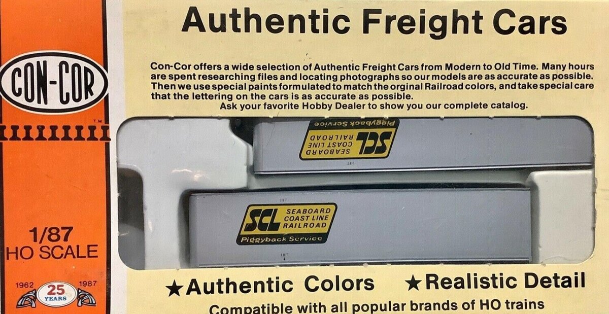 Con-Cor 0004-8131 HO SCL Seaboard Coast Line 40' Trailers (Pack of 3)