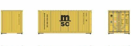 Athearn 17723 N MSC Mediterranean Shiping 20'''' Corrugated Container (Pack of 3