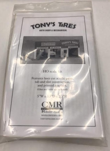 Custom Model Railroads HO Tony's Tires Auto Body & Mechanical Building Kit
