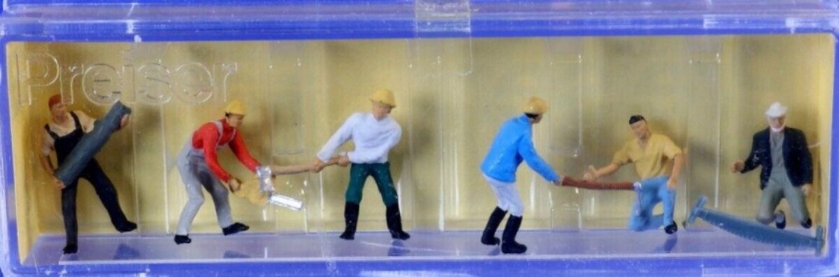 Preiser 42 HO Working Lumberjack Figures (Set of 6)
