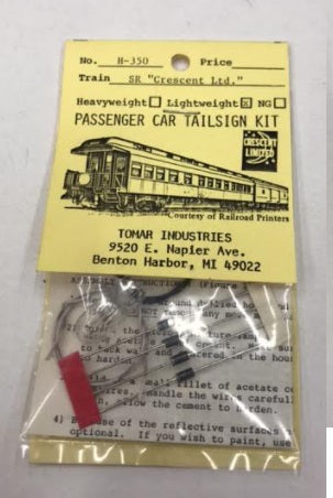 Tomar Industries 350 HO Lightweight Passenger Car Tailsign Kit