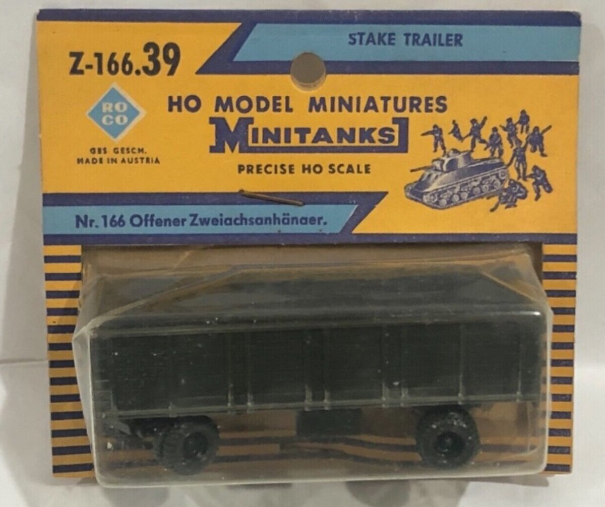 Roco Z-166.39 HO Minitanks Offener Zweiachsanhanger Stake Trailer