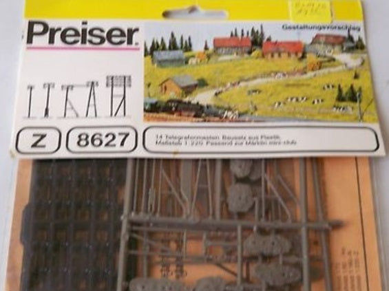 Preiser 8627 Z Telephone Poles Plastic Model Kit