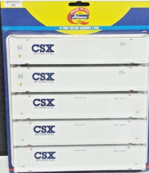 Athearn 2692 HO Scale CSX Intermodal 53' Containers (Pack of 5)
