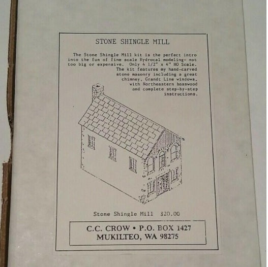 C. C. Crow 24 HO Fine Hydrocal Castings Stone Shingle Mill Building Kit