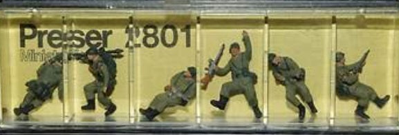 Preiser 2801 HO German Army Tank Renadiers Running Figures (Set of 6)