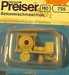 Preiser 755 HO Cement Mixer and Wagon