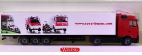 Wiking 53812 HO Mercedes-Benz Actros Box Semitrailer -Rosenbauer-