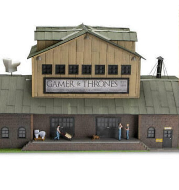 Menards 279-4428 O Scale Gamer & Thrones LED Lighted Pre-Built Building
