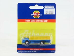 Athearn 10063 N Scale Blue/Yellow Ford C-Series with Stake Body