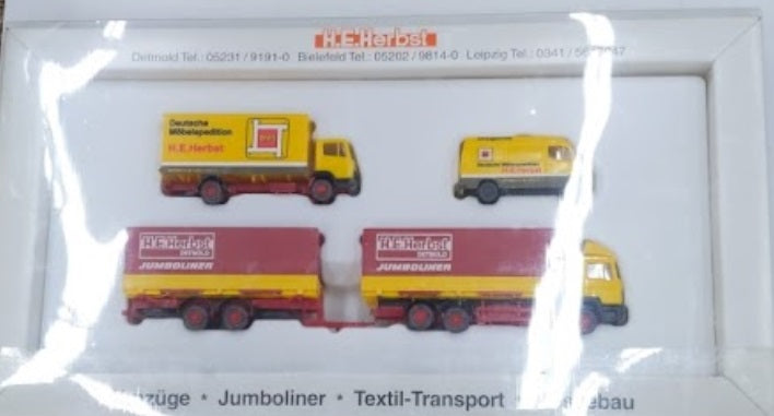 Wiking HO Werbepackung "H.E. Herbst Detmold" DMS - MAN F90, MB 814, MB L 207