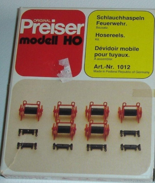 Preiser 1012 HO Fire Brigade Hose Reels Plastic Model Kit