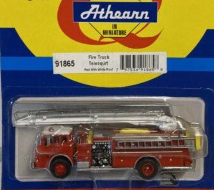 Athearn 91865 HO Fire Truck Ford C Telesqurt Red W/White Roof