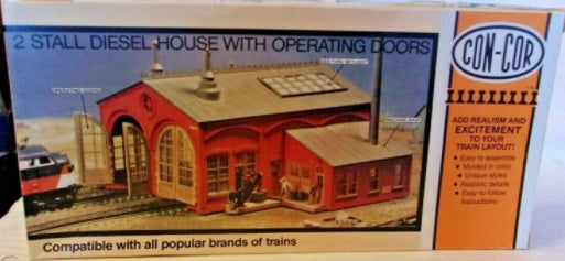 Con-Cor 9028 HO 2-Stall Diesel House W/ Operating Doors Building Kit