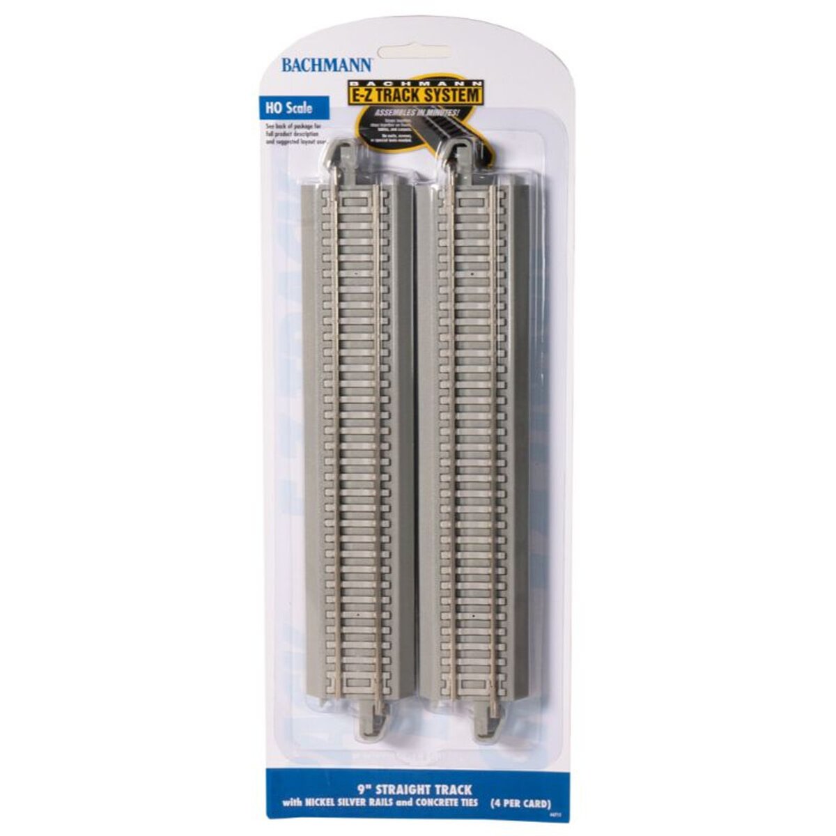 Bachmann 44711 HO Nickel Silver 9" Straight E-Z Track w/Concrete Tie (Pack of 4)