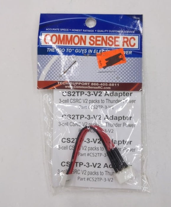 Common Sense RC CS2TP-3-V2 Adapter 3-Cell CSRC V2 Packs to Thunder Power