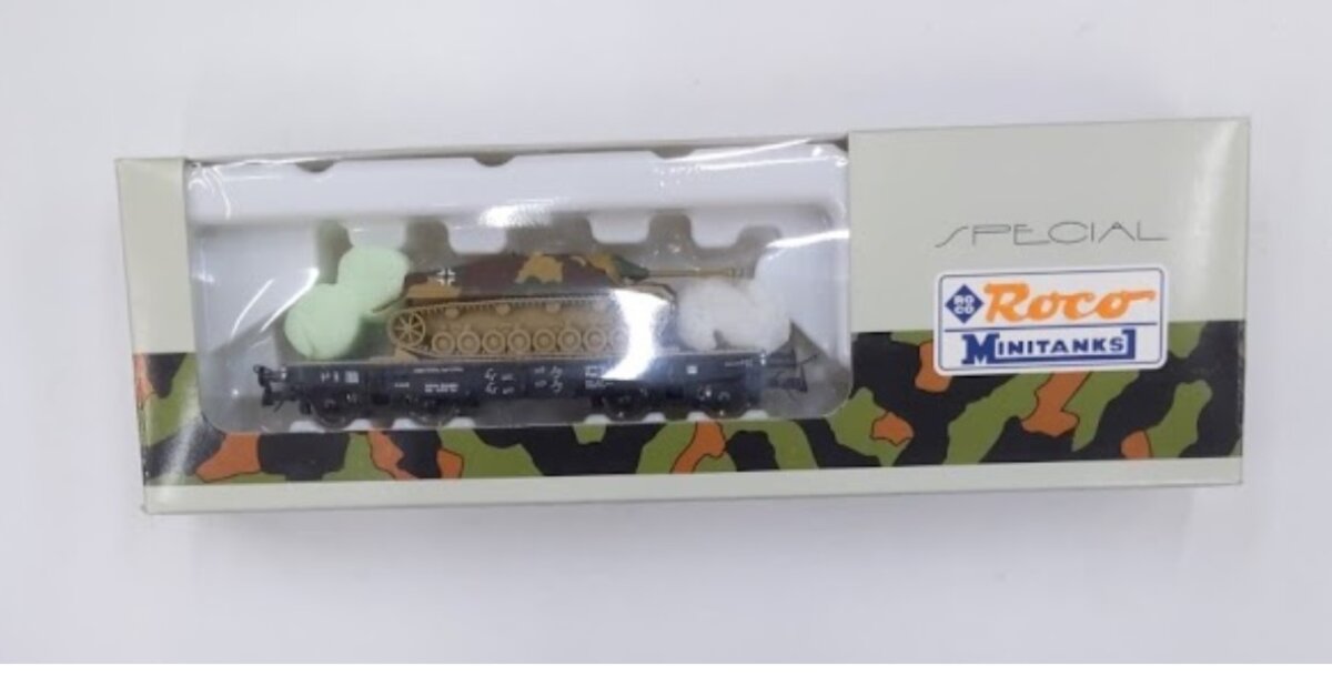 Roco 892 HO Minitanks Jagdpanzer DGR Flatcar w/ WW2 Military Tank