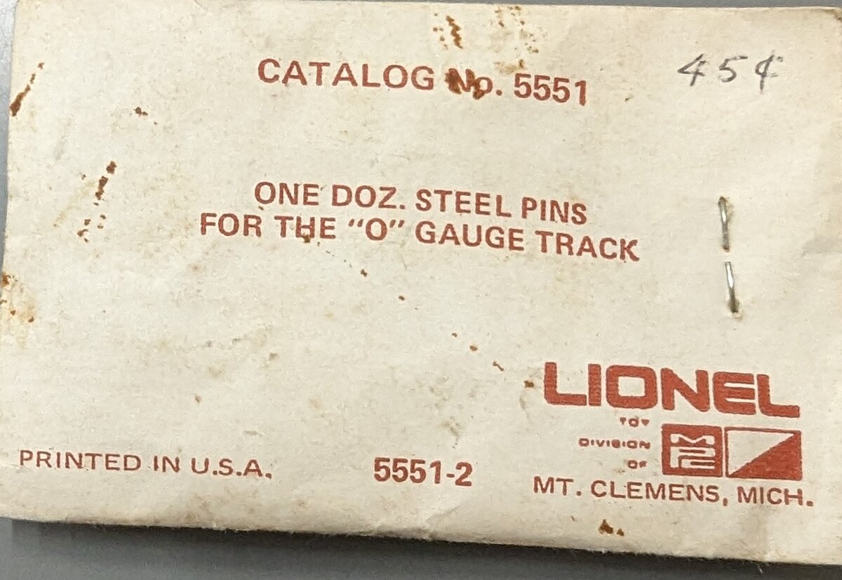 Lionel 5551-2 O Gauge Track Steel Pins (Pack of 12)