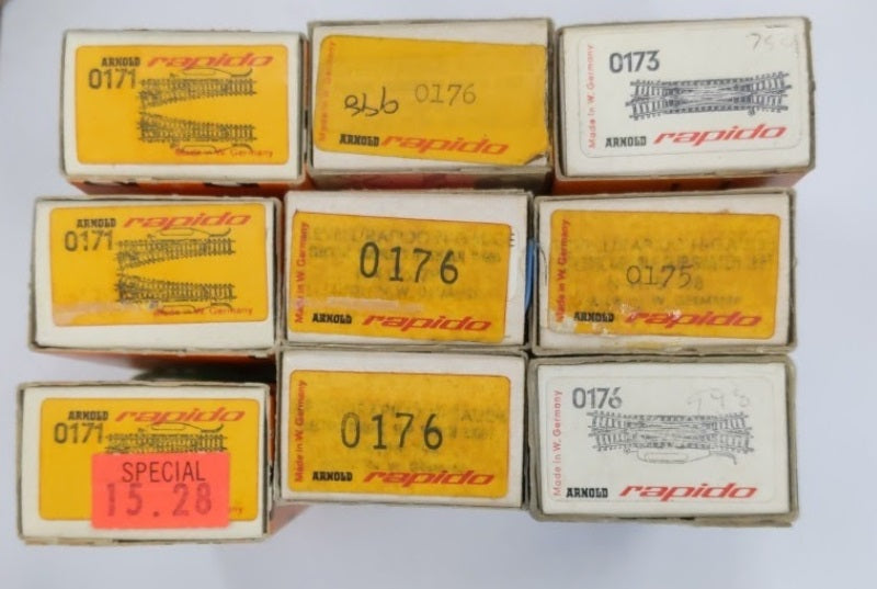 Arnold Lot of 9 N Scale Switches 171, 176, 175, 173