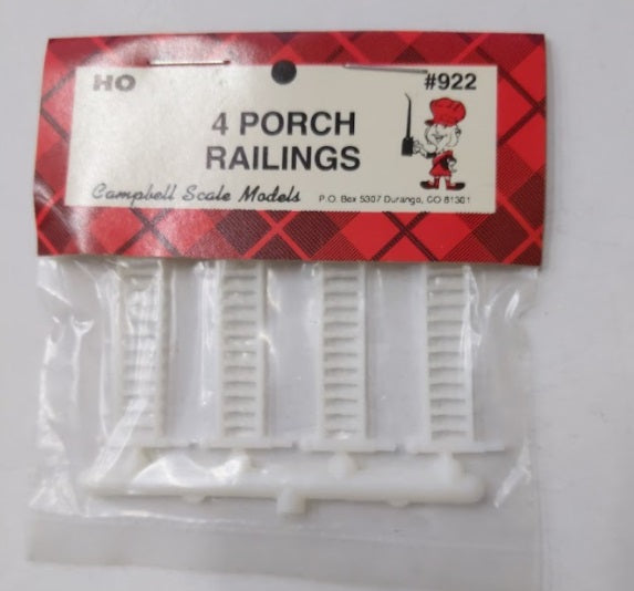 Campbell Scale Models 922 HO Porch Railings (Pack of 4)