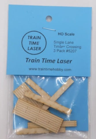 Train Time Hobby 5207 HO Single Lane Timber Crossing (Pack of 3)