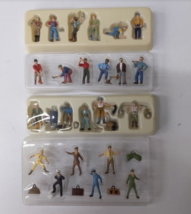 Woodland Scenics L-2 Lot of 4 HO Railroad Worker Figure Packs