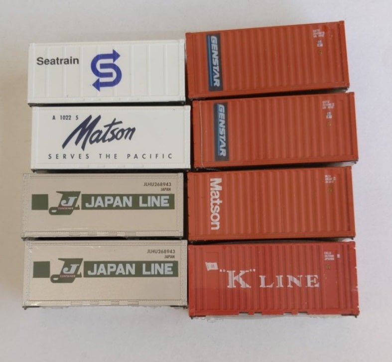 Acme L-1 Lot of 8 HO Containers K-line, Genstar, Matson, Japan Line, ect