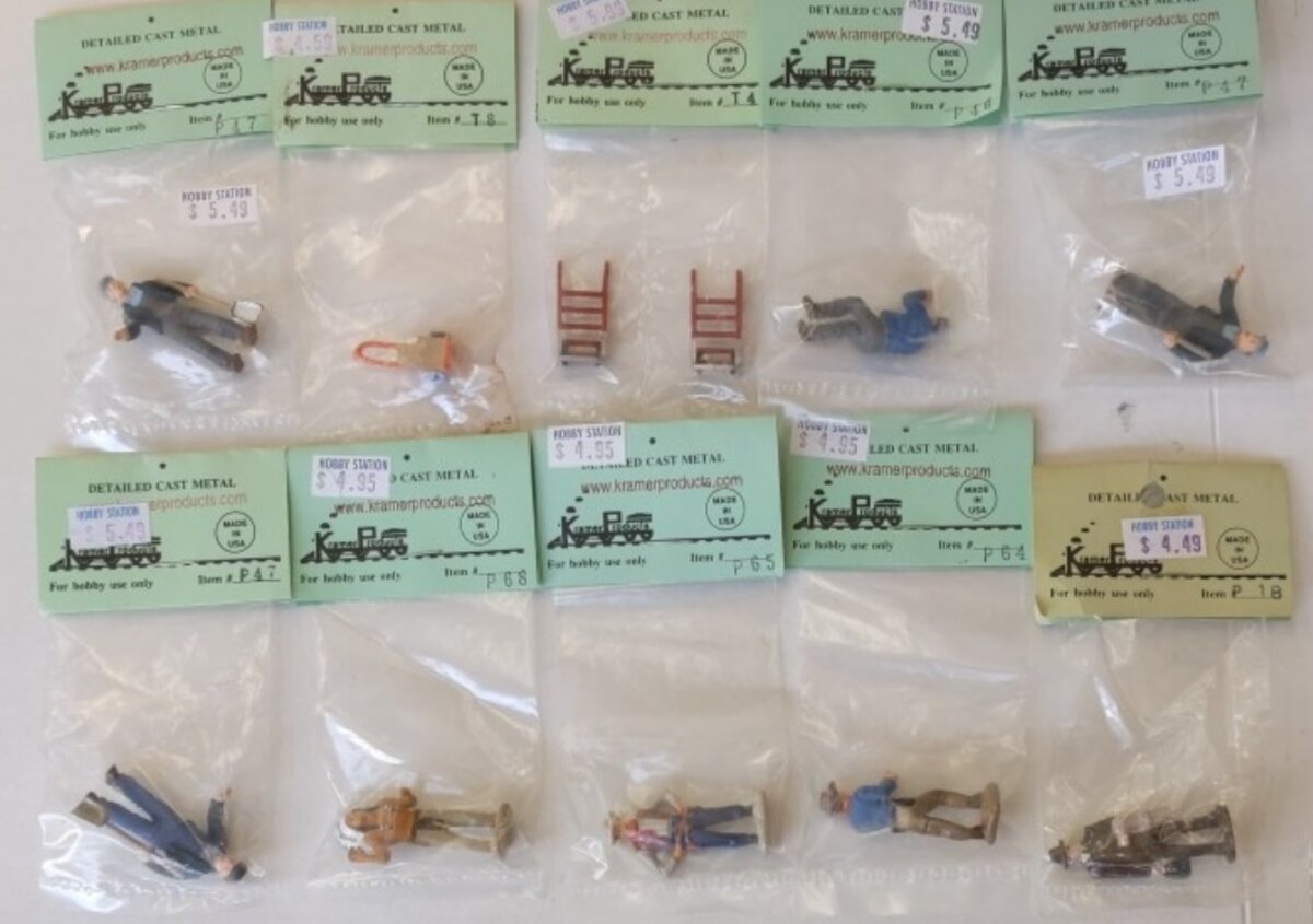 Kramer L-2 Lot of 10 O Scale Figures Cowboys, Indian, Dolly, Workers, Dolly ect