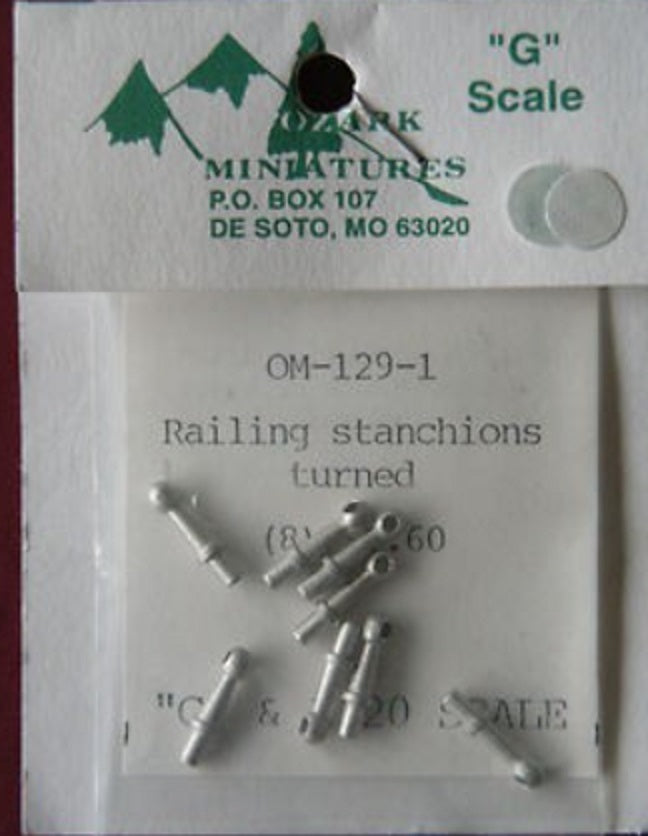 Ozak Miniatures OM1291 G Scale Railing Stanchions Turned (Pack of 8)