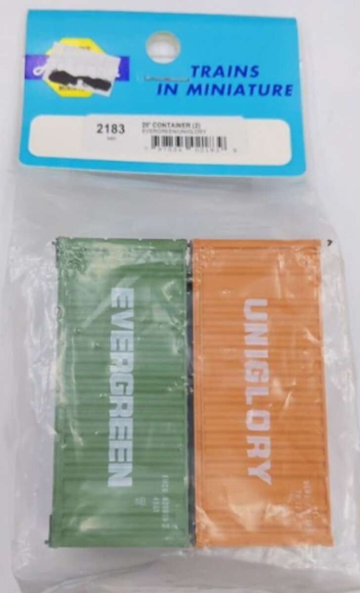 Athearn 2183 HO 20' Evergreen/Uniglory Containers (Pack of 2)